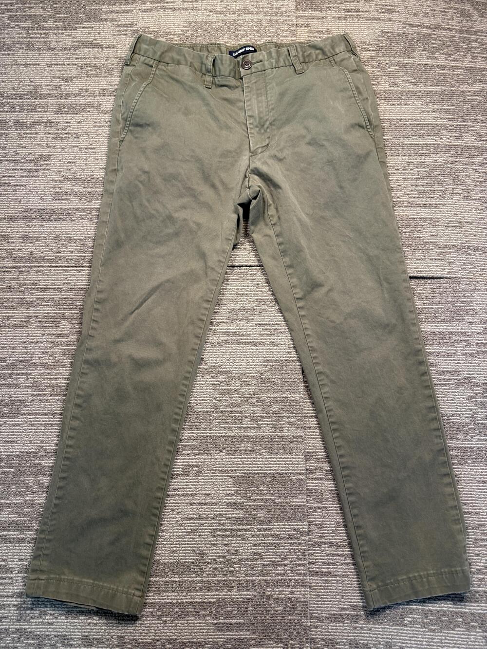 Lands' End Pants Mens 32x28 Green Slim Fit Chino Flat Front Straight Leg Casual